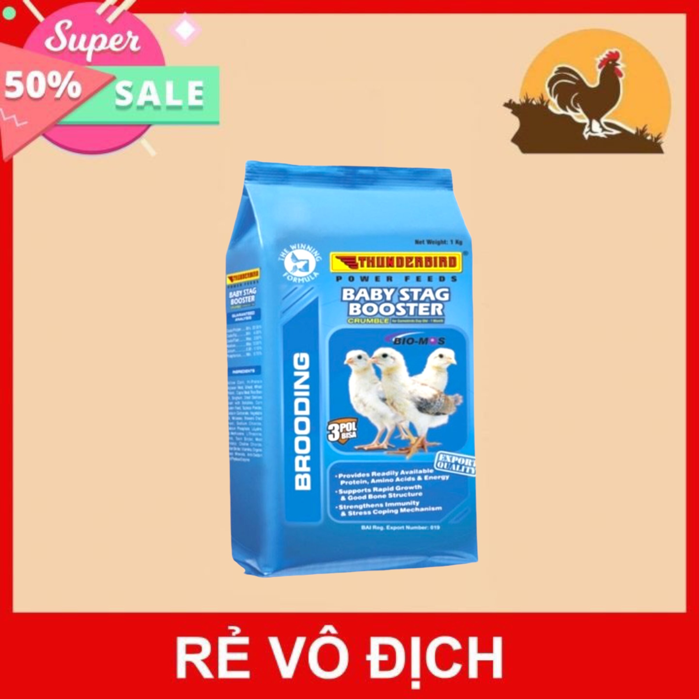 Thức ăn gà con baby stag booster cho gà đá bịch 1 kg