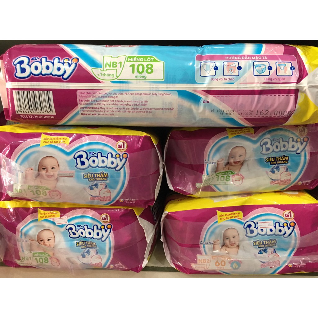 Miếng lót sơ sinh Bobby NewBorn1 NB1-108 miếng