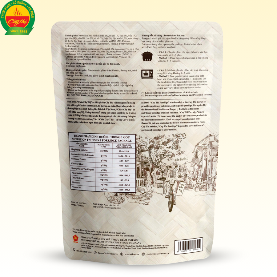 Cháo Tươi Cây Thị - Rau củ thập cẩm (Mở gói ăn ngay) 260g