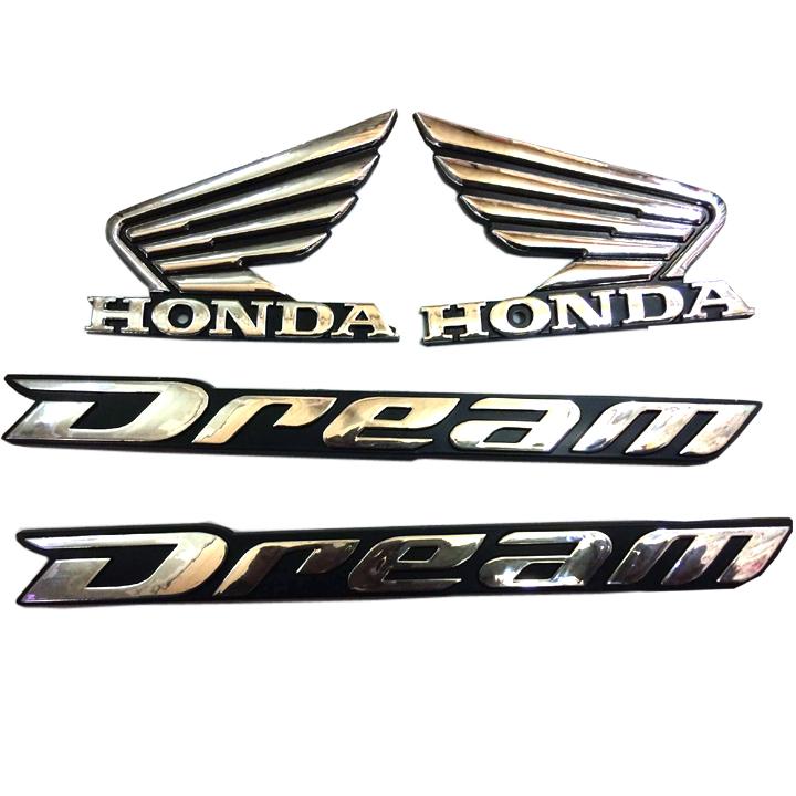 Decal cánh chim Honda nổi màu bạc