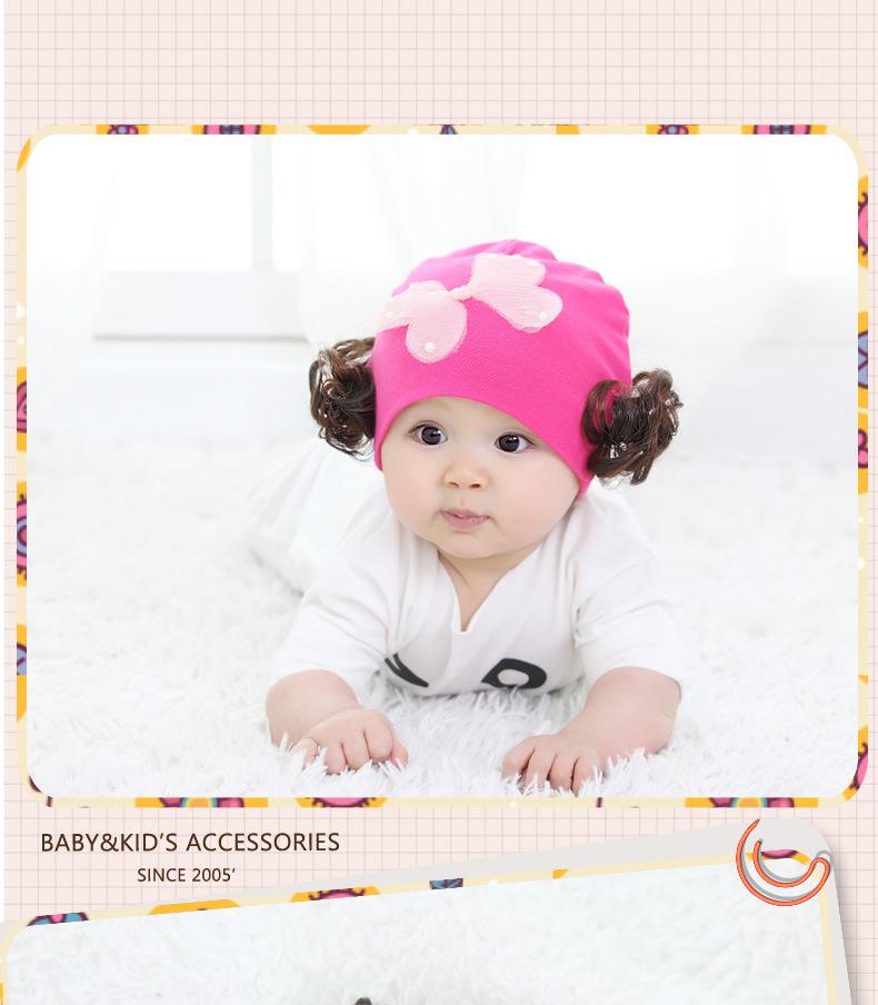 Mũ tóc giả cotton cho bé gái cánh bướm(1-36 tháng)