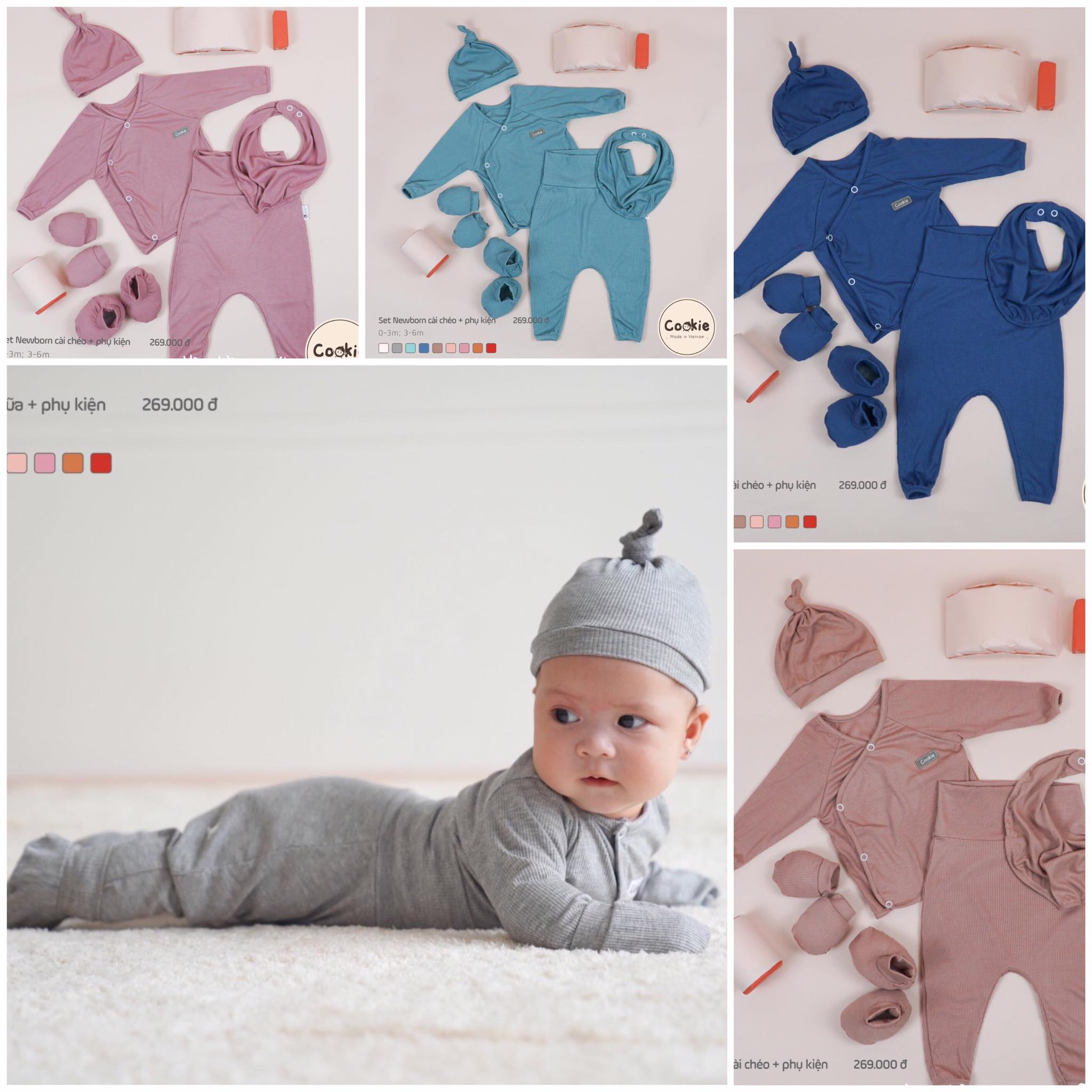 Set cài chéo kèm phụ kiện trẻ sơ sinh Cookie