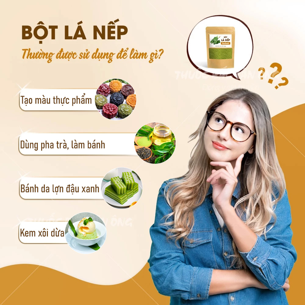 Bột lá nếp sấy lạnh nguyên chất 100g (Bột lá dứa,lá thơm)