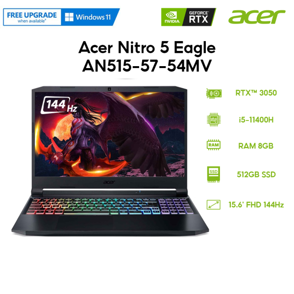 Laptop Acer Nitro 5 Eagle AN515-57-54MV (i5-11400H | 8GB | 512GB | GeForce RTX™ 3050 4GB | 15.6 FHD 144Hz | Win 11)