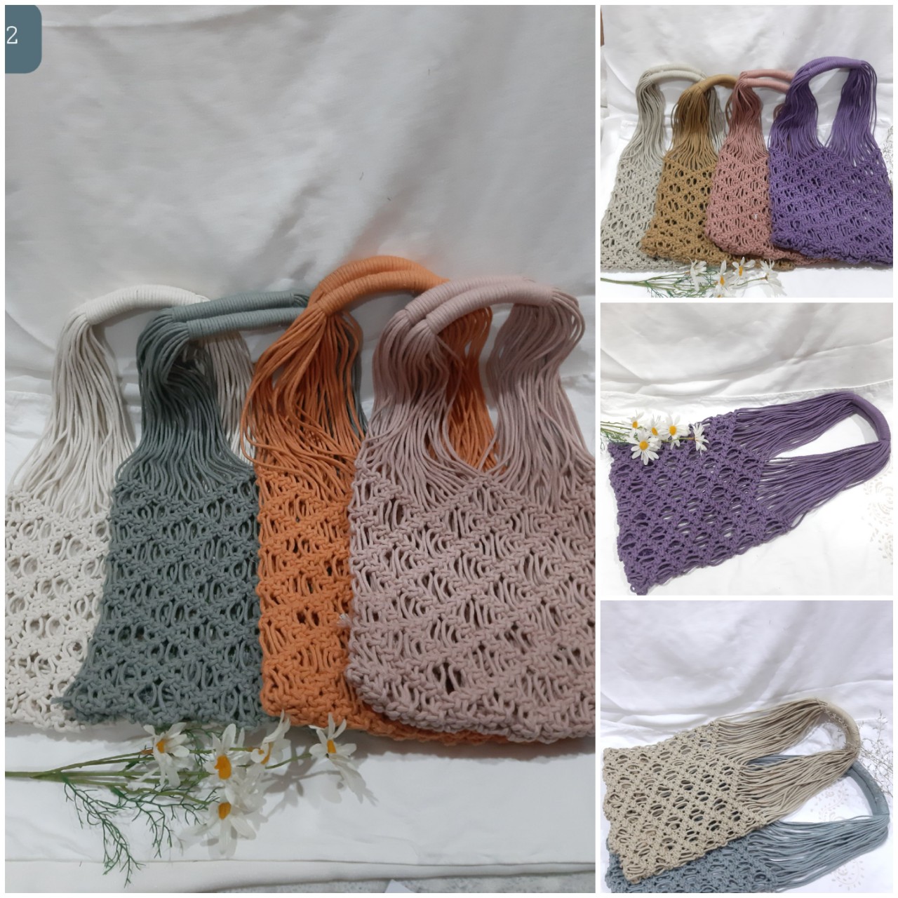 Gifts For Her,  Macramé Bags, Handmade in Vietnam, Shoulder Bags/ Handbags/ Macrame Hand Bag Cross Body boho bag cotton rope macrame bag summer bag beach bag tote bag top Handle Bag Macrame