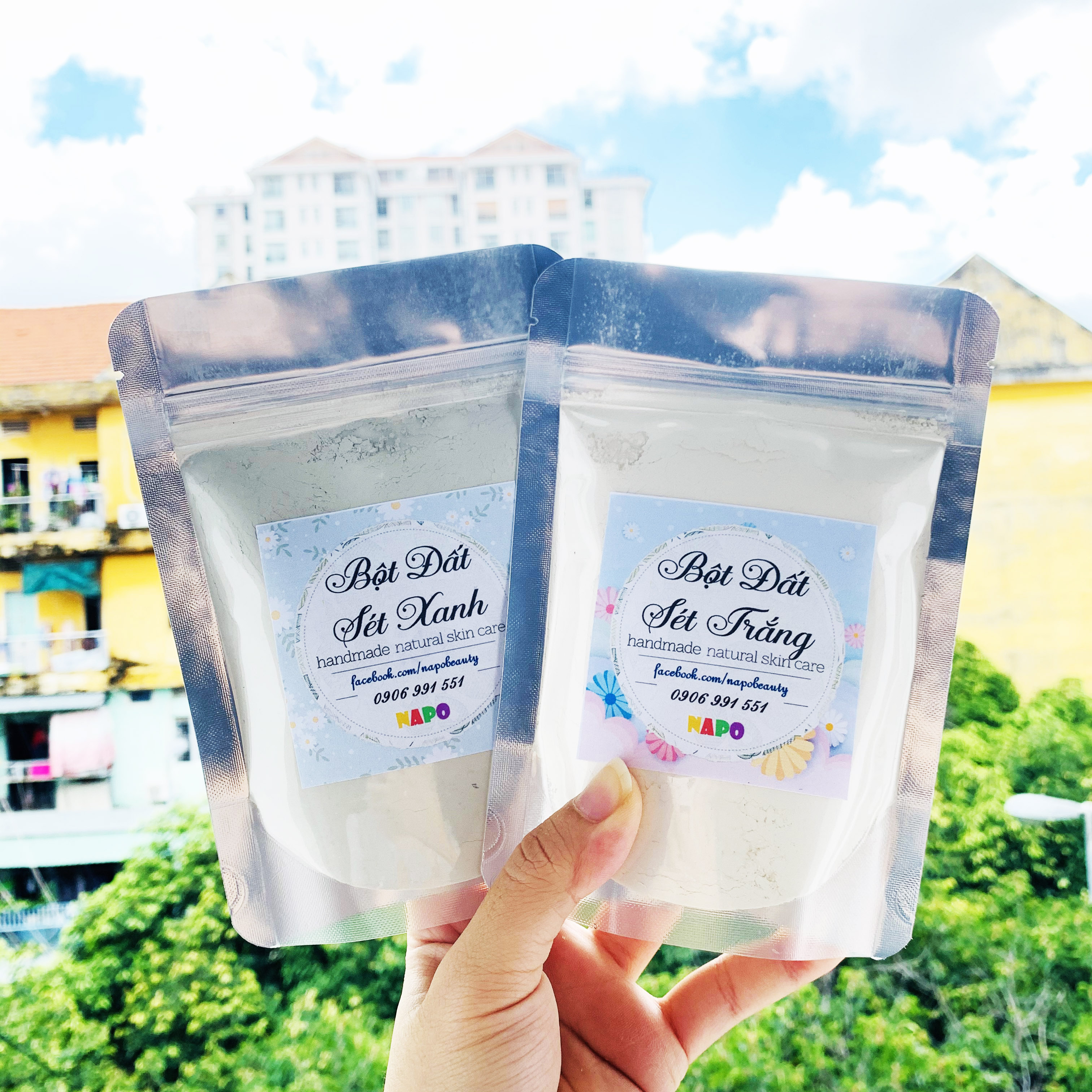 [HCM]Bột Đất Sét Đắp Mặt Handmade - Hồng Trắng Xám Xanh
