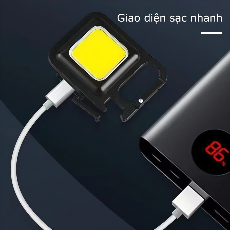 Móc khóa đèn led mini đèn pin mini siêu sáng COB Lumens đa năng chống ...