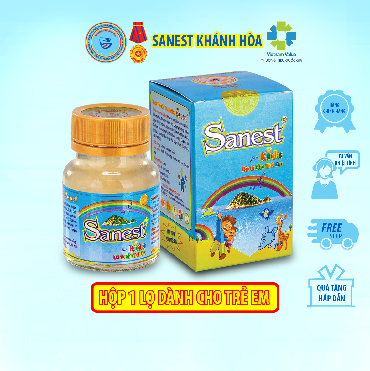 Nước Yến sào Khánh Hòa Sanest Trẻ Em - Lọ 62ml