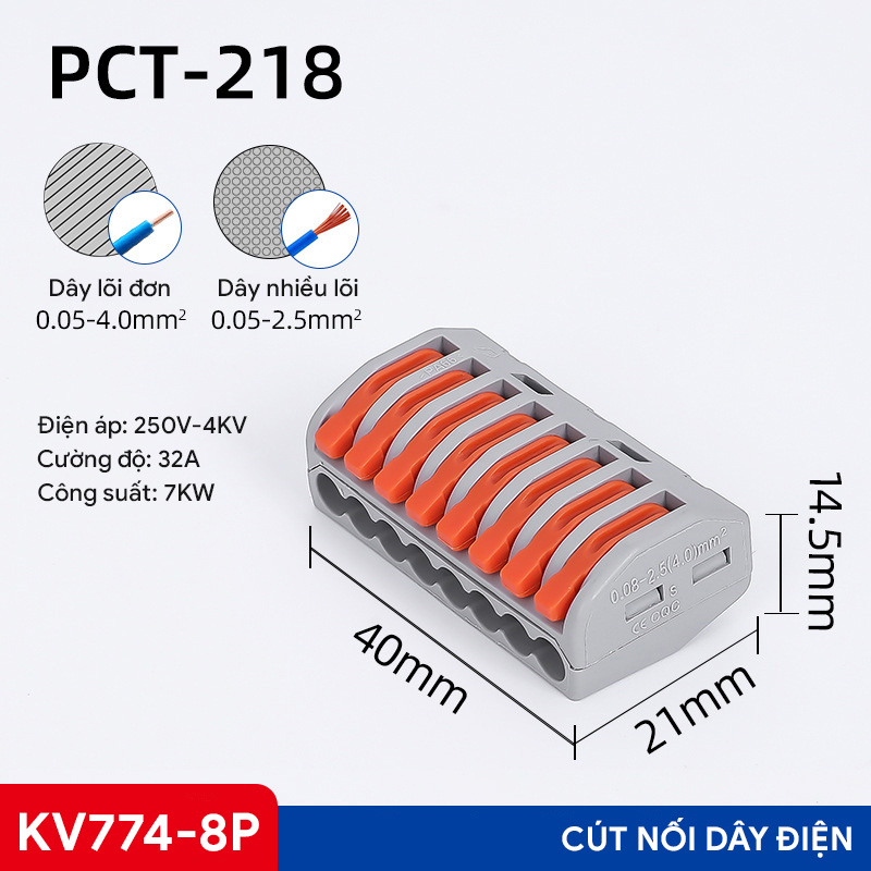 [HCM]Cút nối dây điện KV774 8 cổng