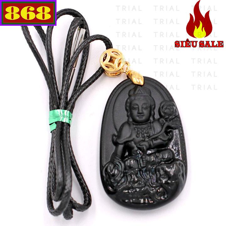Vòng cổ Bồ tát Phổ hiền 5cm thạch anh đen AB2