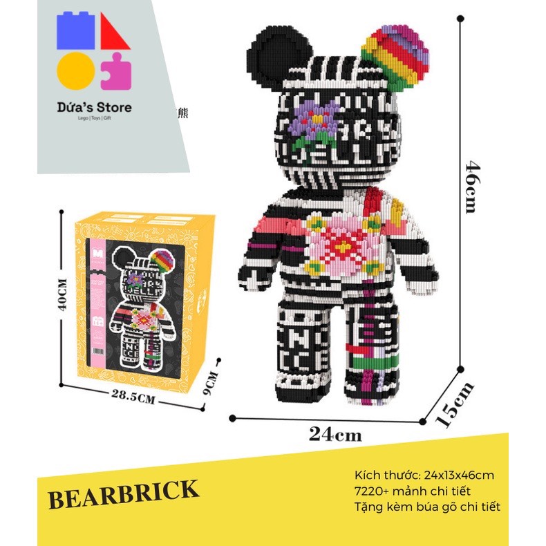 đồ chơi lắp ráp gấu bearbrick 46cm MPIN TẶNG búa đèn