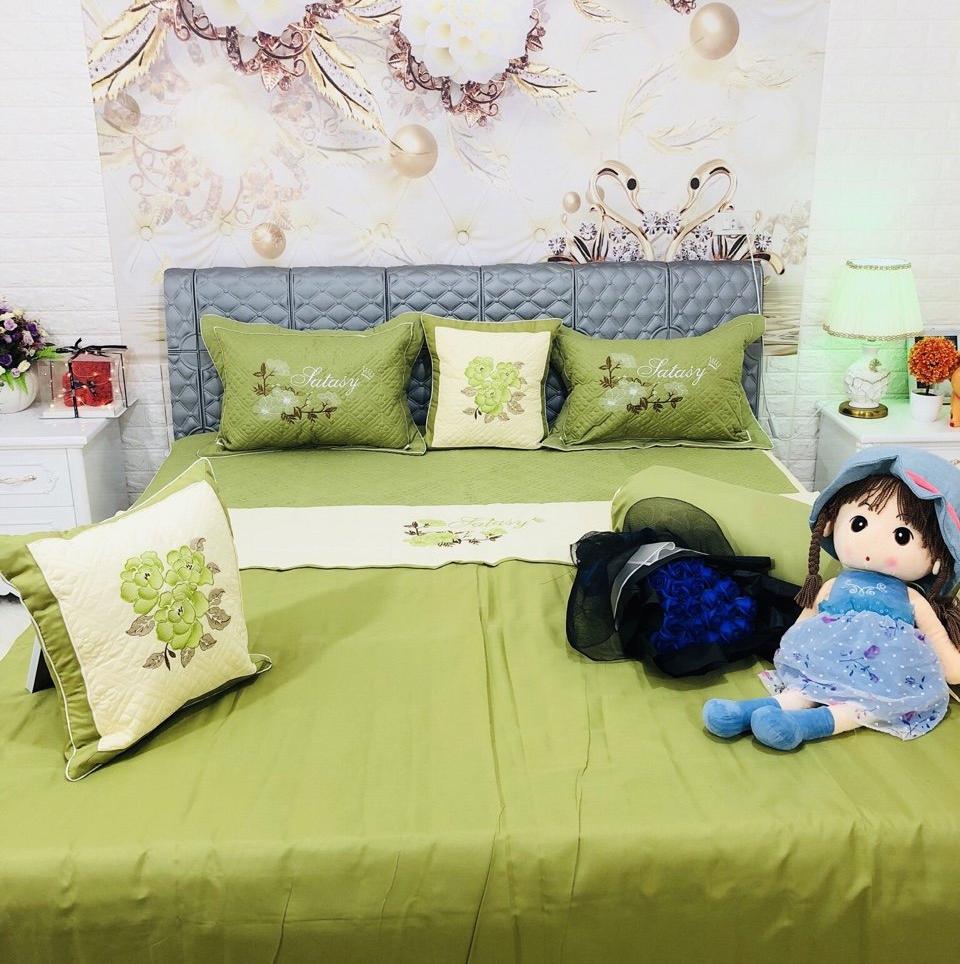 Bộ chăn ga gối satin 7 món