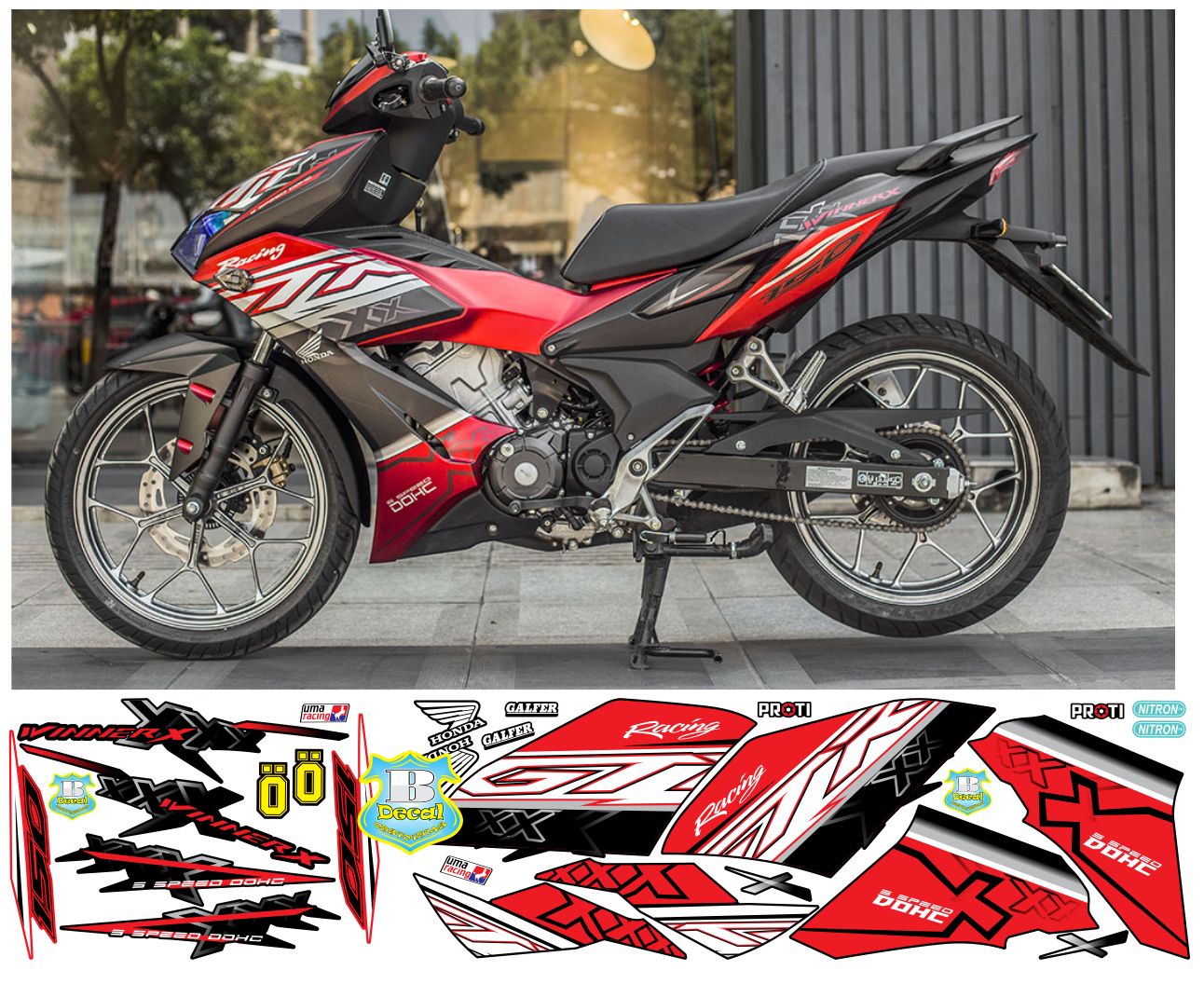 Tem rời winner X GTR đỏ đen nhám