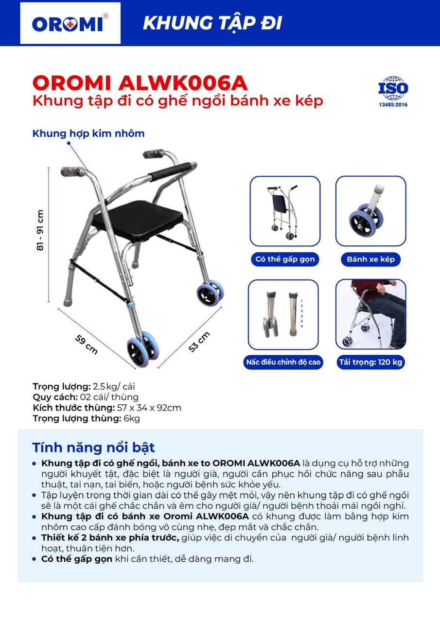Khung Tập Đi Lucass W9 [CÓ GHẾ NGỒI - HỢP KIM NHÔM]