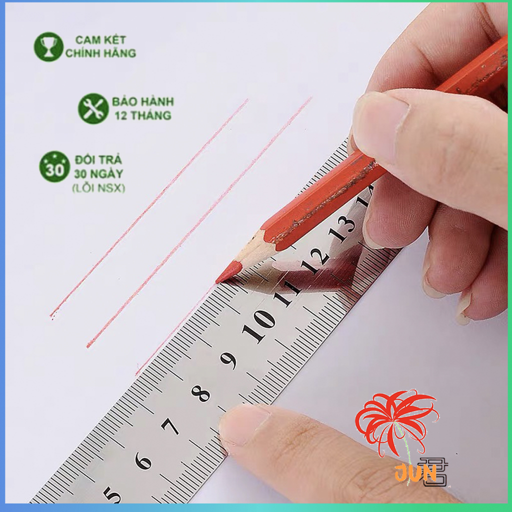 Thước kẻ kim loại không gỉ 15cm, 20cm