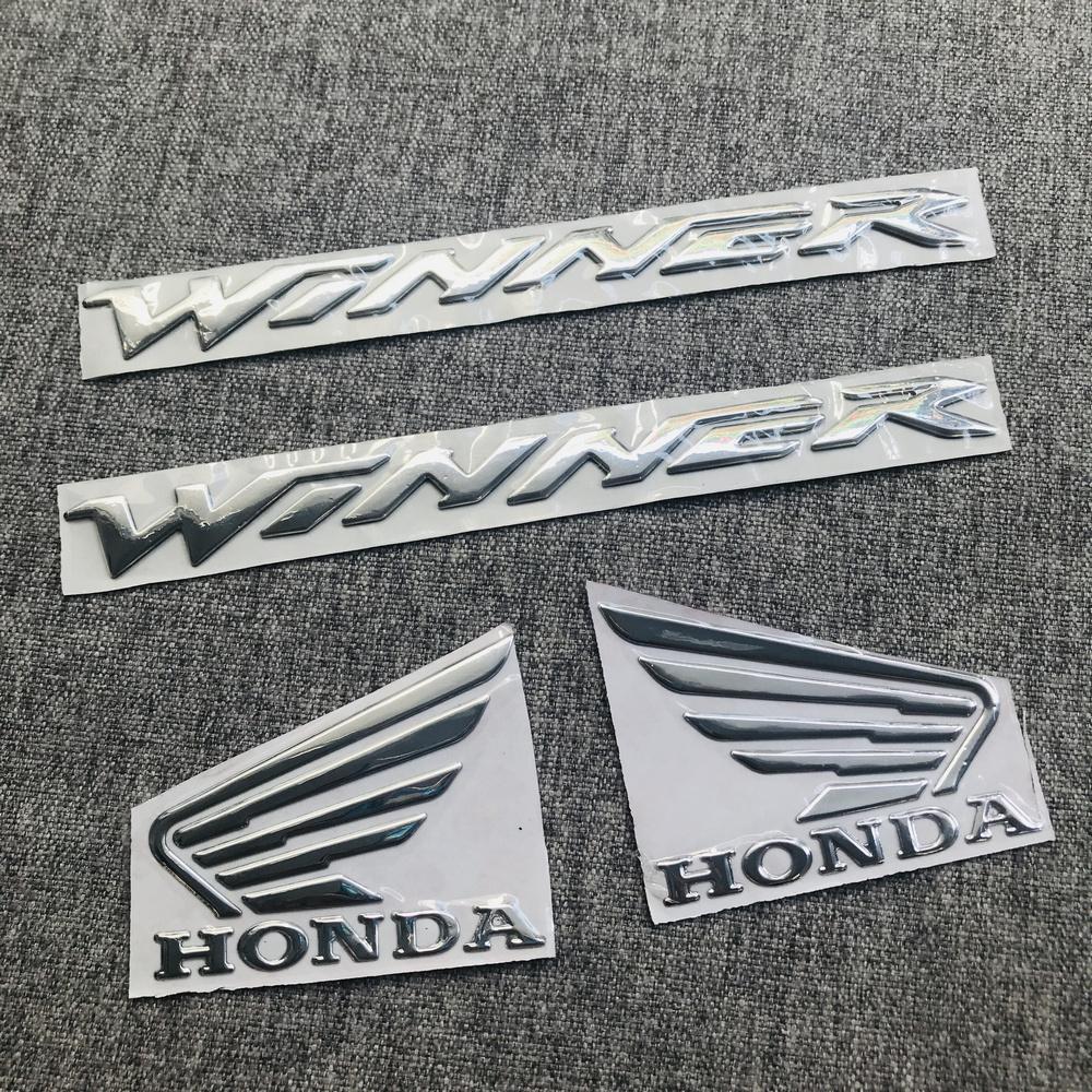 [HCM][COMBO] Bộ tem logo chữ xe cho Honda Winner và cánh chim honda chất liệu nhựa dẻo si bóng (MÀU BẠC)