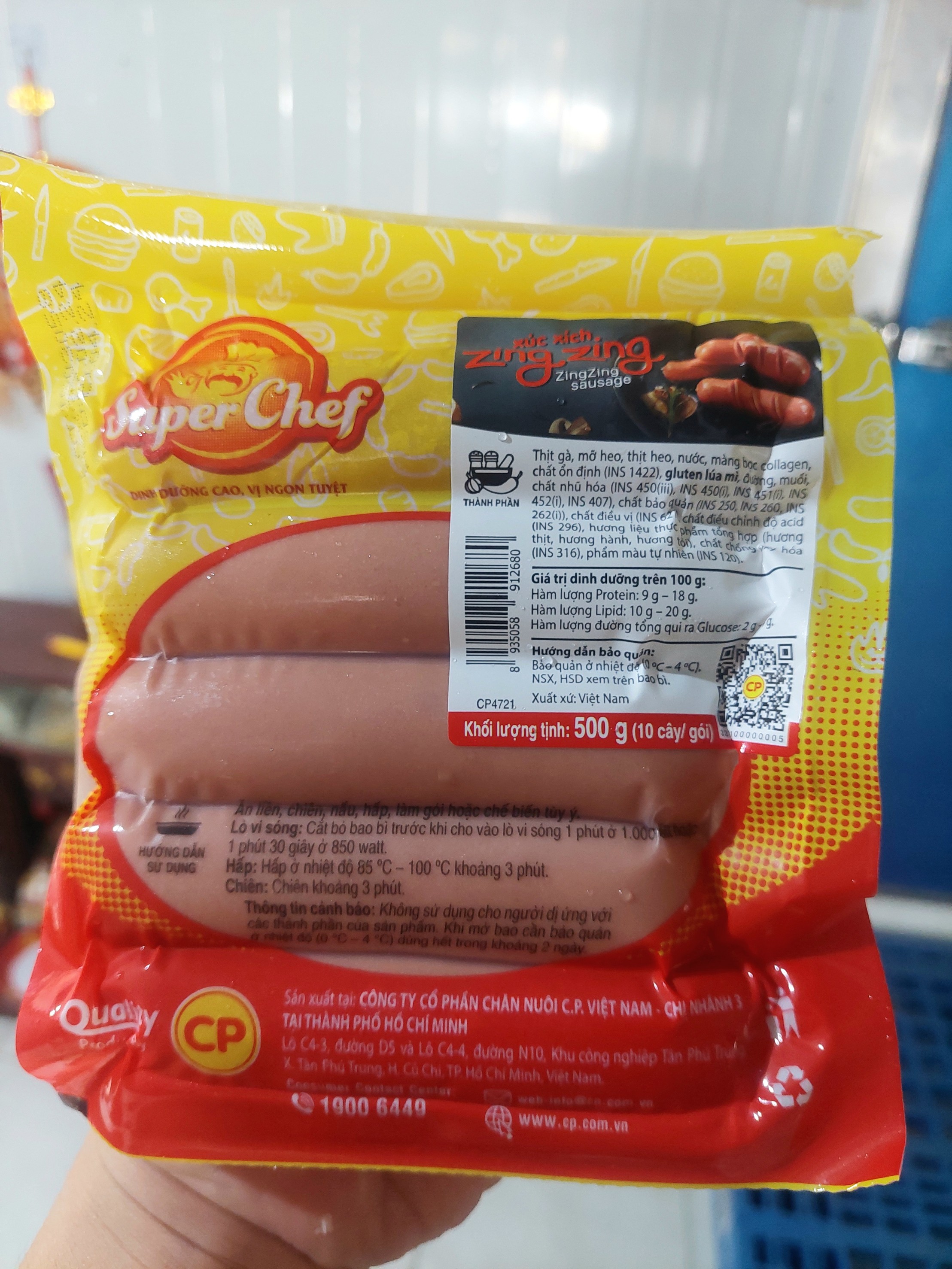 Xúc xích Đức SuperChef CP gói 500g_ 10 cây