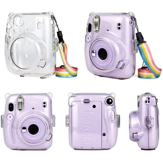 Crystal camera case protective clear case with adjustable rainbow strap for fujifilm instax mini 11 cameras accessories 4