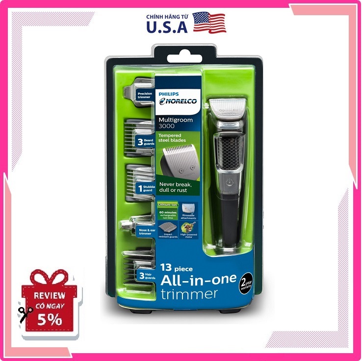 ✅ tông đơ philips norelco multigroom 3000 - mg3750 | tông đơ đa năng, giúp cắt tỉa râu, tóc, lông mũi