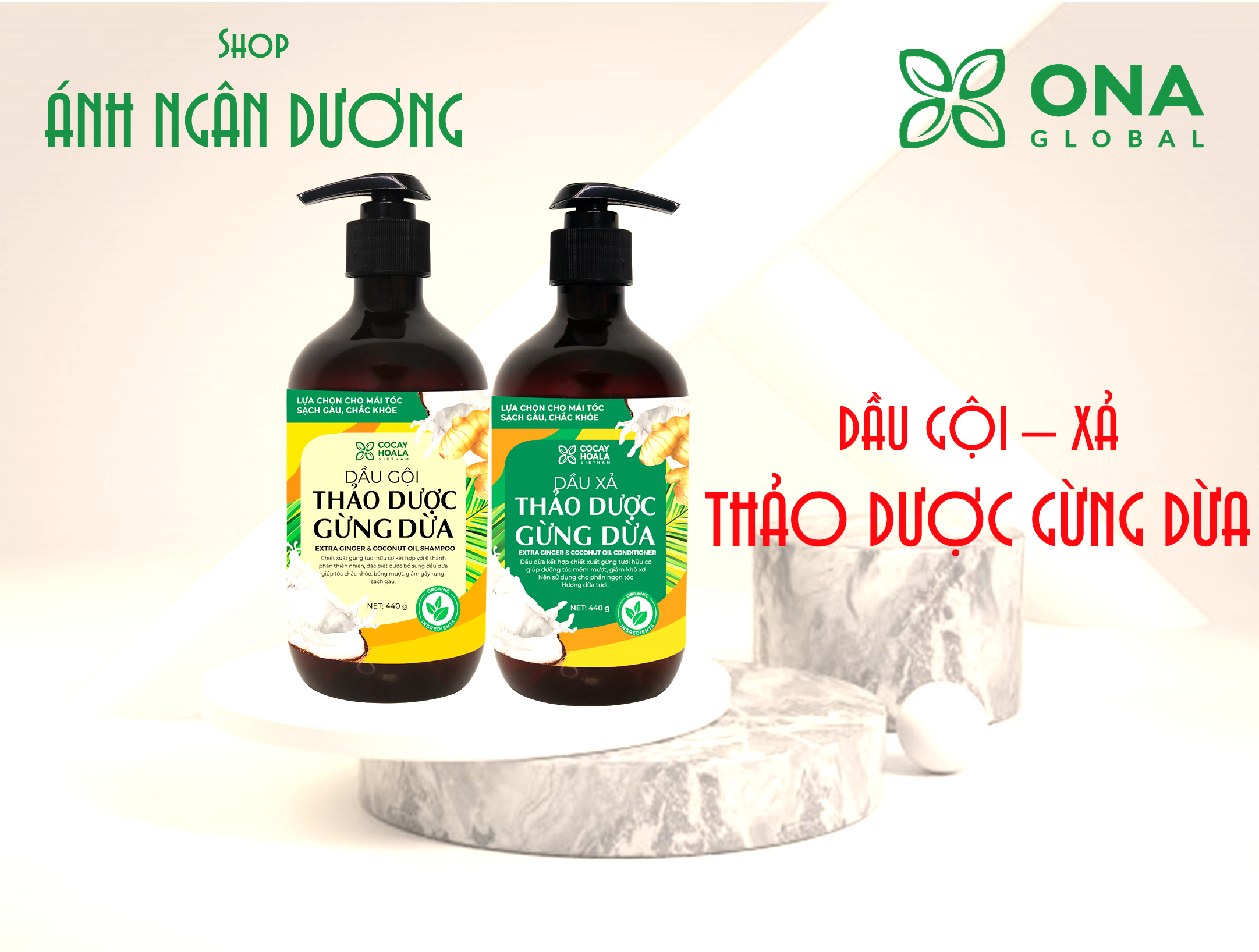 Dầu gội -  xả thảo dược Gừng Dừa