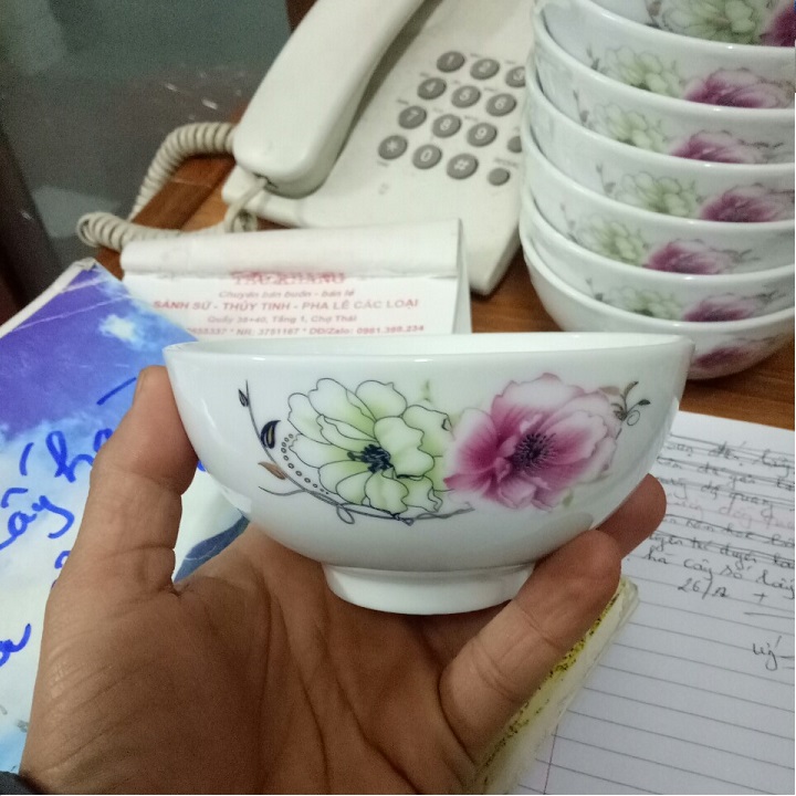 Bộ 10 Bát Cơm Hoa Đỏ Lohaco Cao Cấp