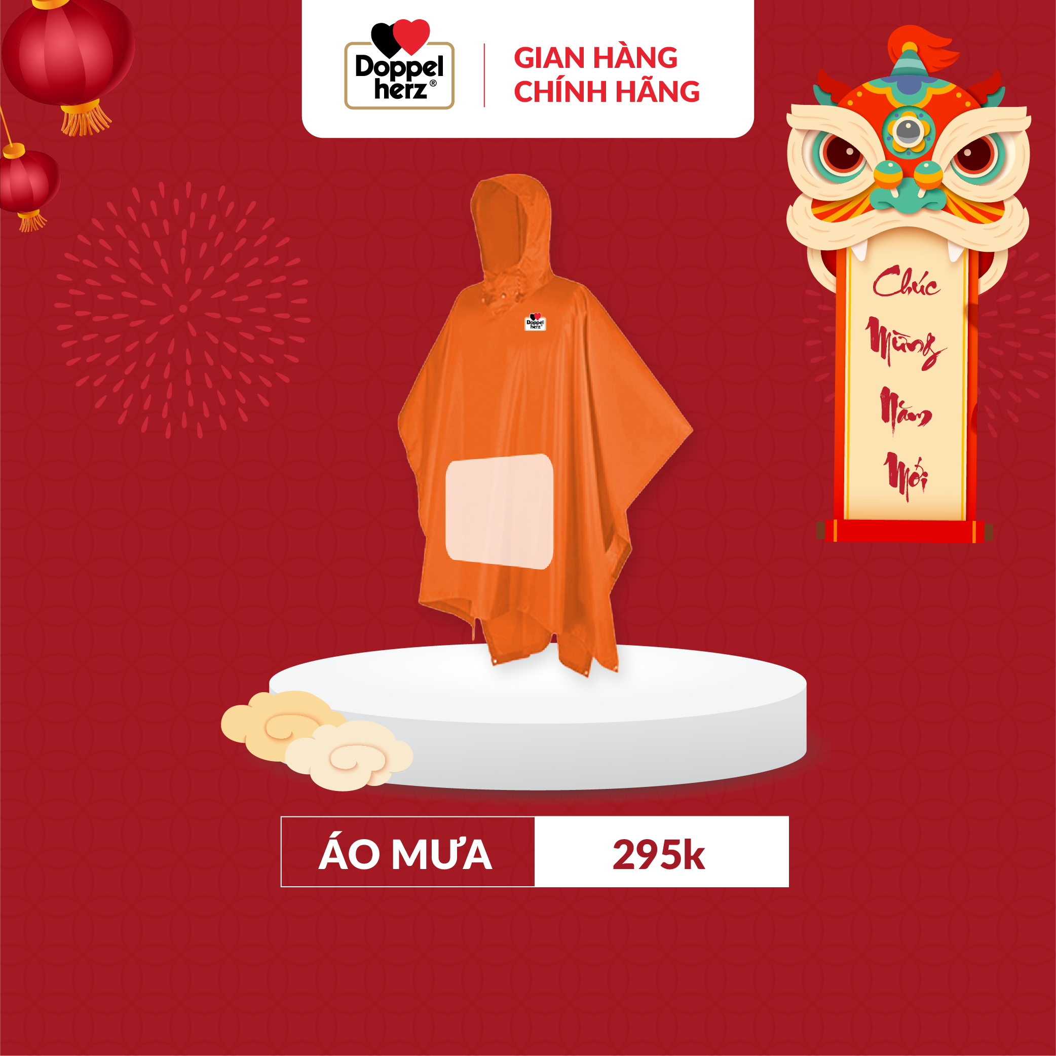 [HÀNG TẶNG KHÔNG BÁN] Áo mưa Doppelherz cánh dơi màu cam