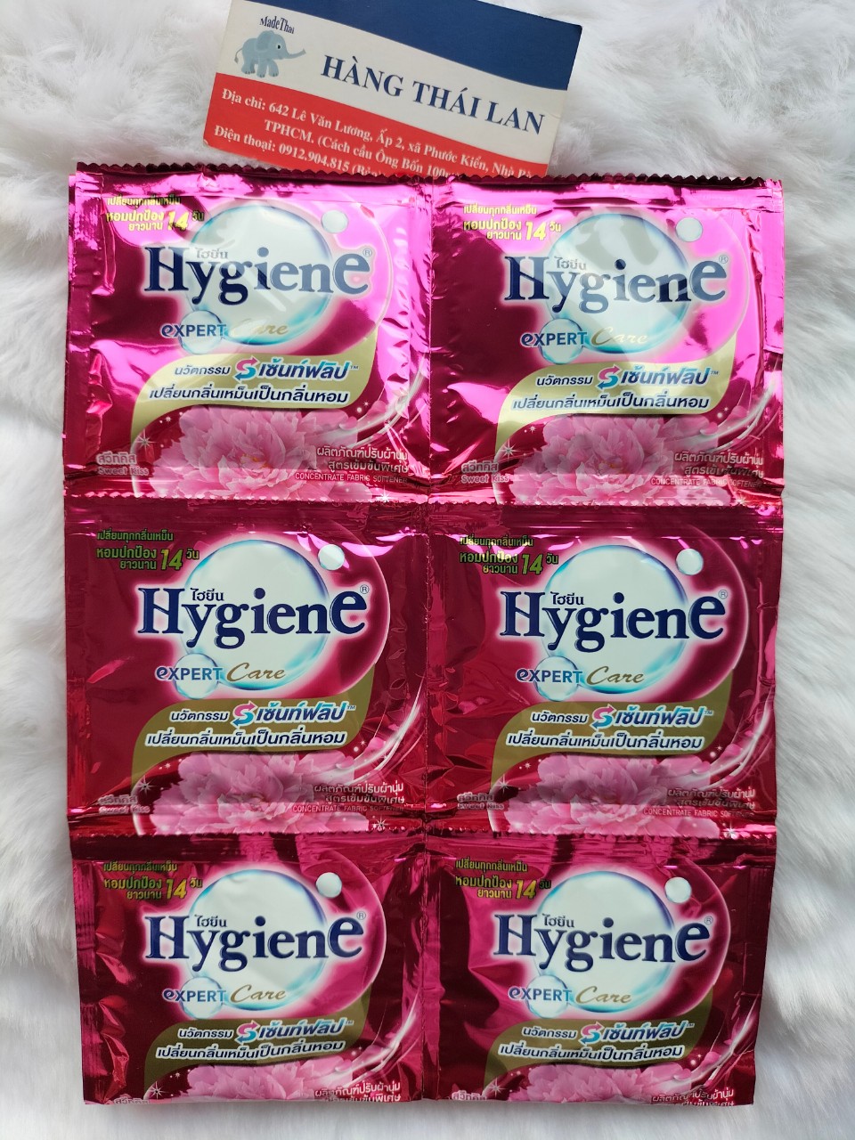 Dây 12 Gói 20ml Xả vải Hygiene Thái Lan siêu thơm đậm đặc- Nước xả Hygiene Thái Lan