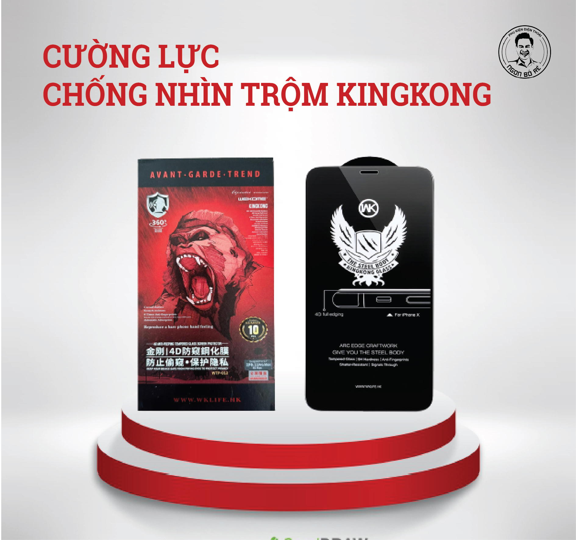 Kính Cường Lực dành cho ip Chống Nhìn Trộm Chính Hãng King Kong 7/7plus/8/8plus/x/xr/xs/11/12/pro/max/plus/promax