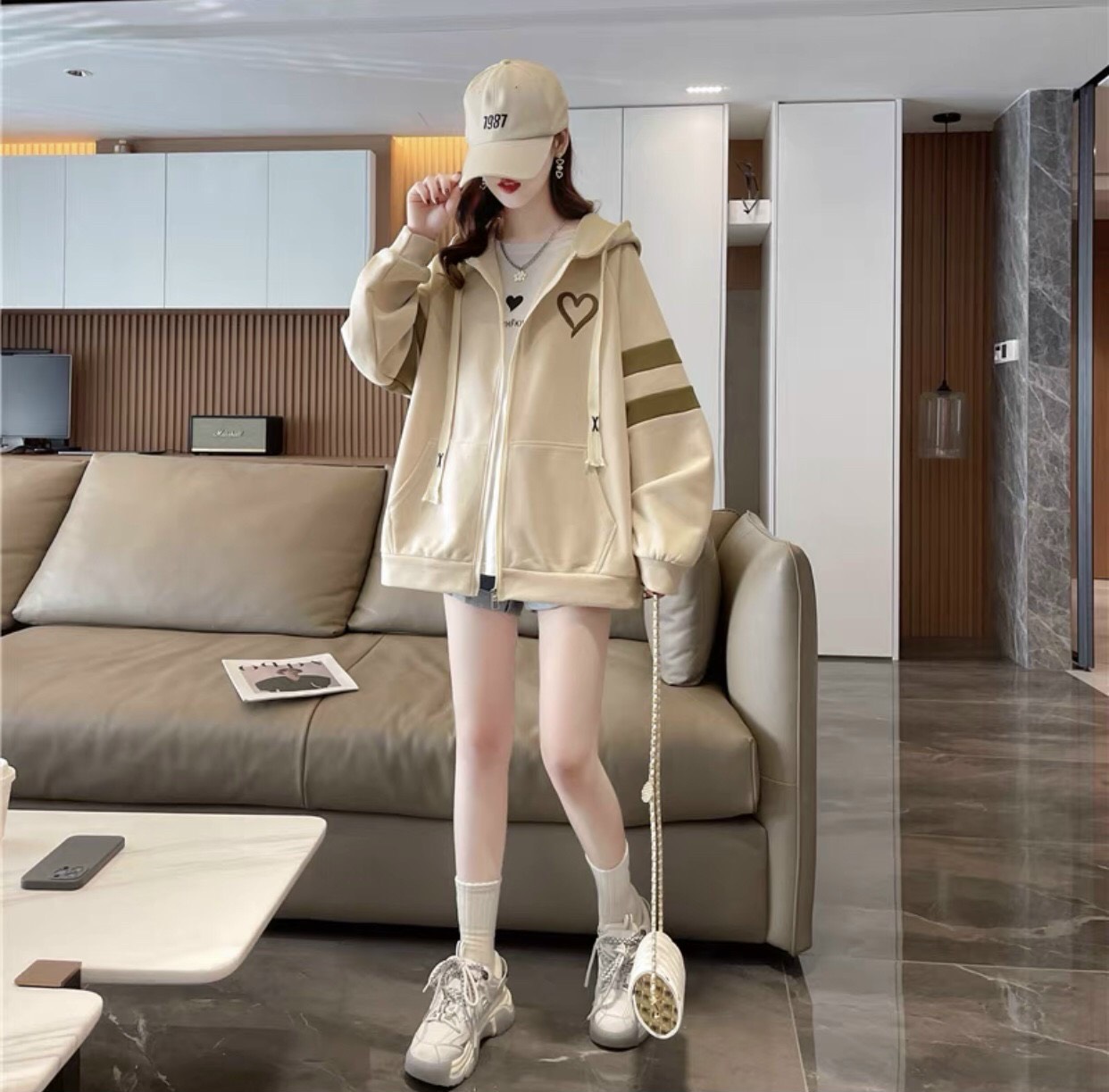 Áo Khoác Hoodie Nam Nữ Form Rộng Chất Liệu Nỉ Dày Dặn Khóa Kéo Tay Phồng Phối Màu Cá Tính Hot Trend