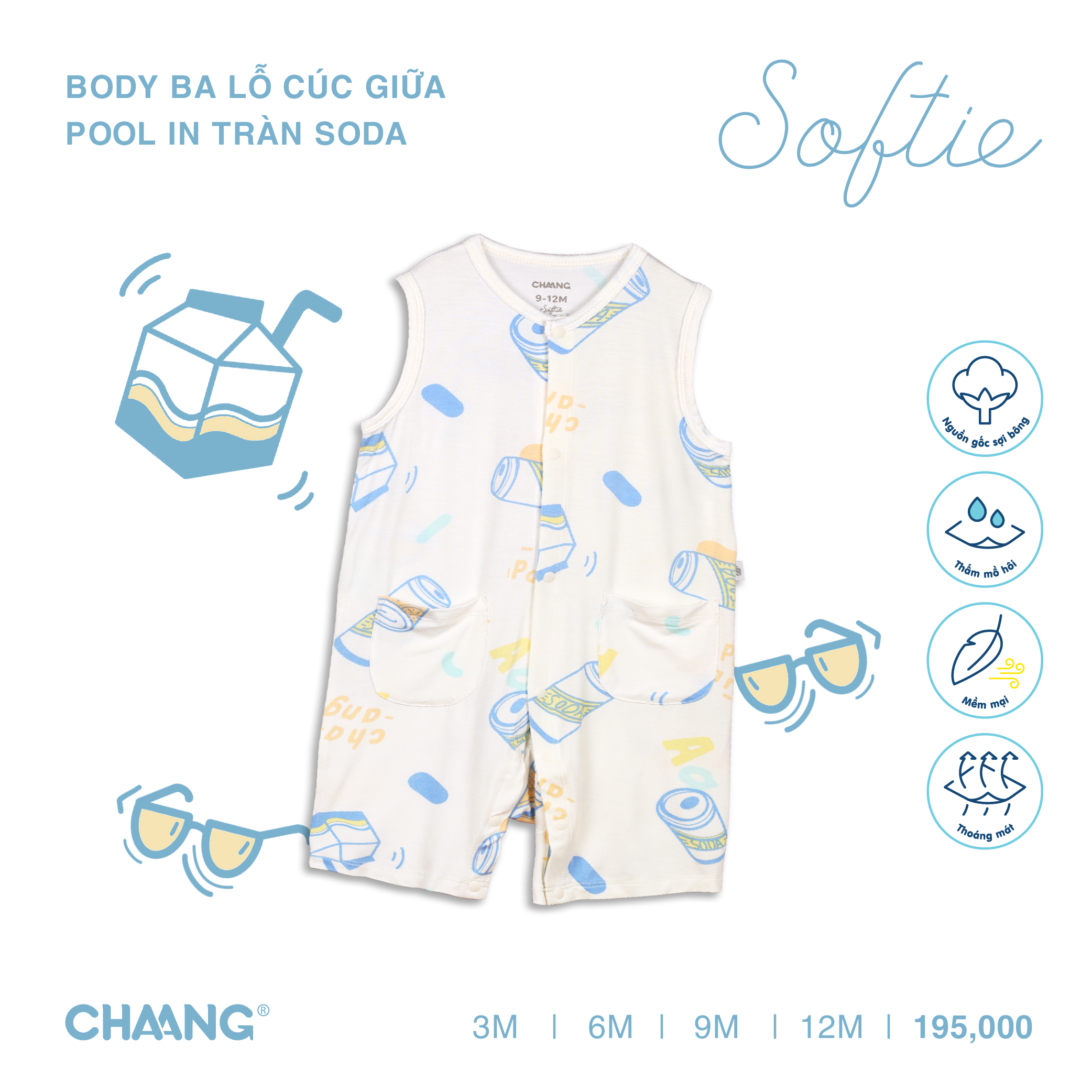 [CHAANG] Bodychip cộc cúc chéo Pool Party Chaang