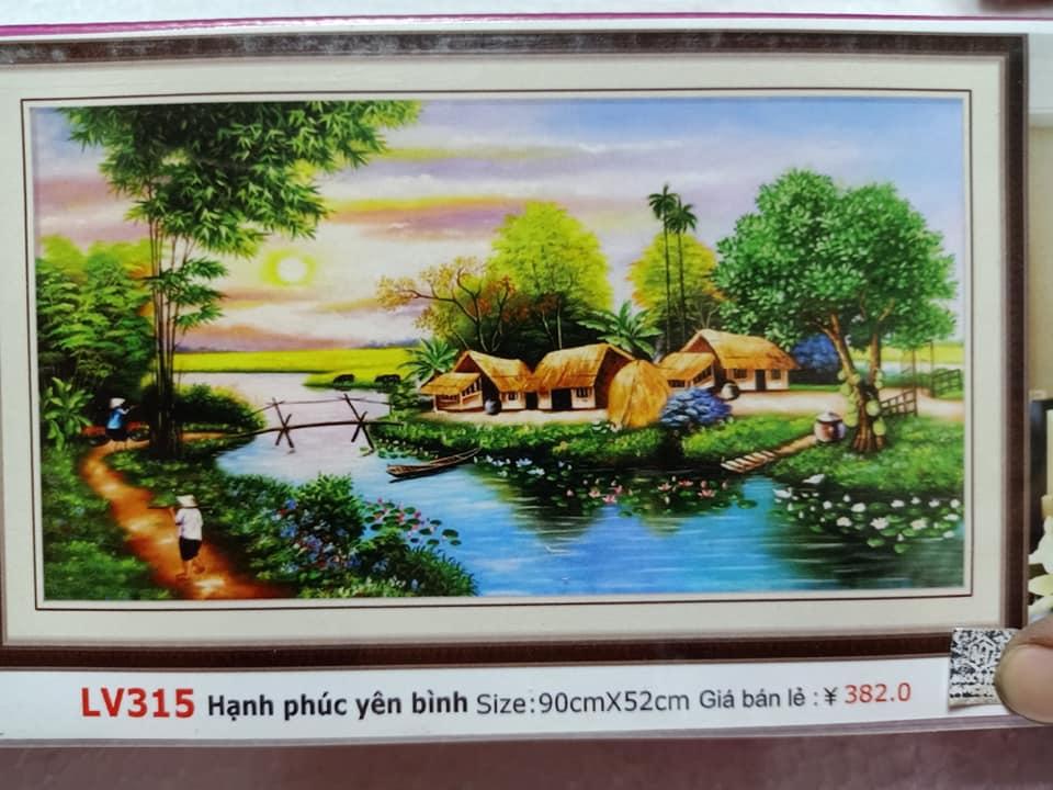 Tranh đính đá Làng Quê Bình Yên LV315 kích thước 90 x 52cm