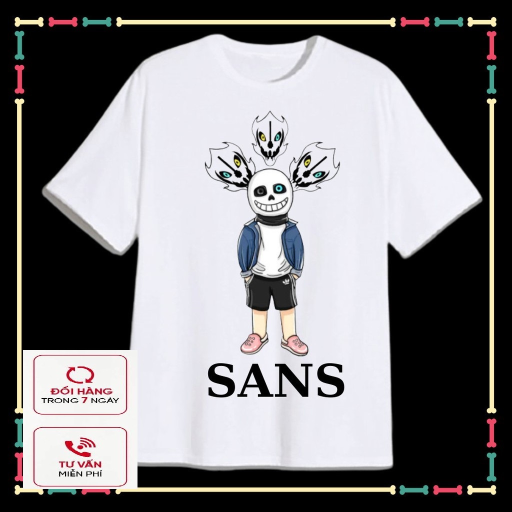 Áo Thun xịn xò cho bé Trai in hình Sans Undertable- Biệt đội Gangster