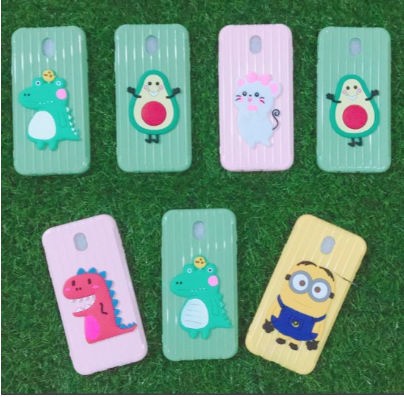 Samsung Galaxy J7 pro Ốp Lưng dẻo màu vân vali gắn hình nổi siêu dễ thương hót