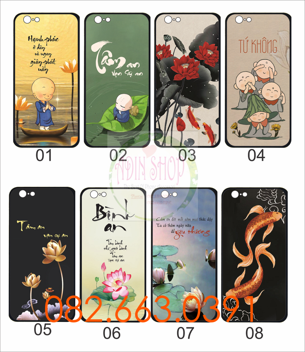 [HCM]Ốp lưng ép kính Iphone 5/5s/6/6s/6plus/6s plus/7/8/7plus/8plus in hình thư pháp