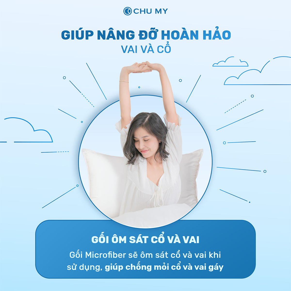 Ruột gối khách sạn giả lông vũ CHUMY (Bông Microfiber 0.7D cao cấp, kích thước 50x70cm, trọng lượng 1.2kg)