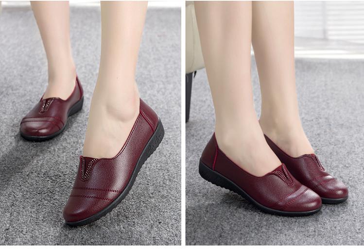 [HCM]Giày búp bê da bò thật màu nho