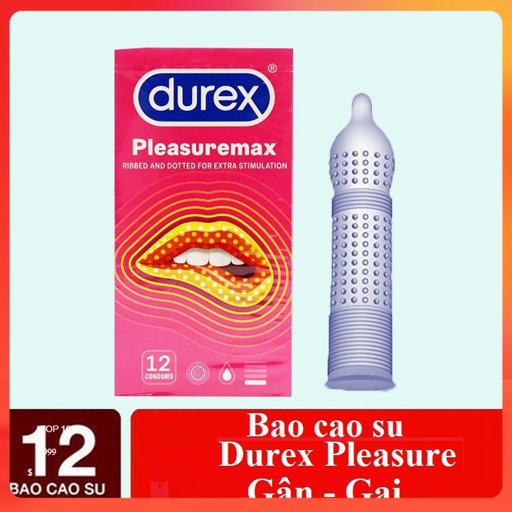 Bao cao su gai Durex Pleasuremax 12pcs gân gai, tăng khoái cảm