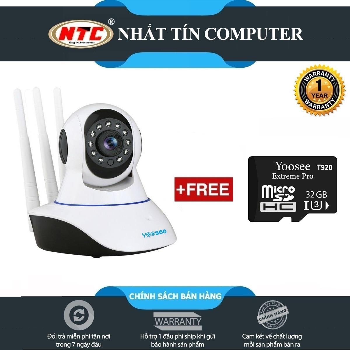 Camera ip wifi yoosee 3 râu hd 720p 10 đèn hồng ngoại đàm thoại 2 chiều + kèm thẻ nhớ yoosee/ntc u3 32gb