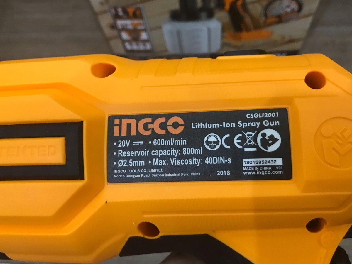 20V Dụng cụ phun sơn dùng pin INGCO CSGLI2001 (CHỈ BODY KHÔNG PIN VÀ SẠC)