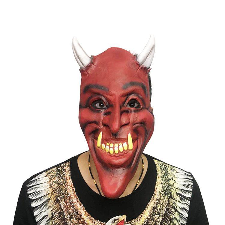Halloween mặt nạ ma kinh dị sừng đỏ quỷ đáng sợ mặt nạ hóa trang biểu diễn chui đầu cao su