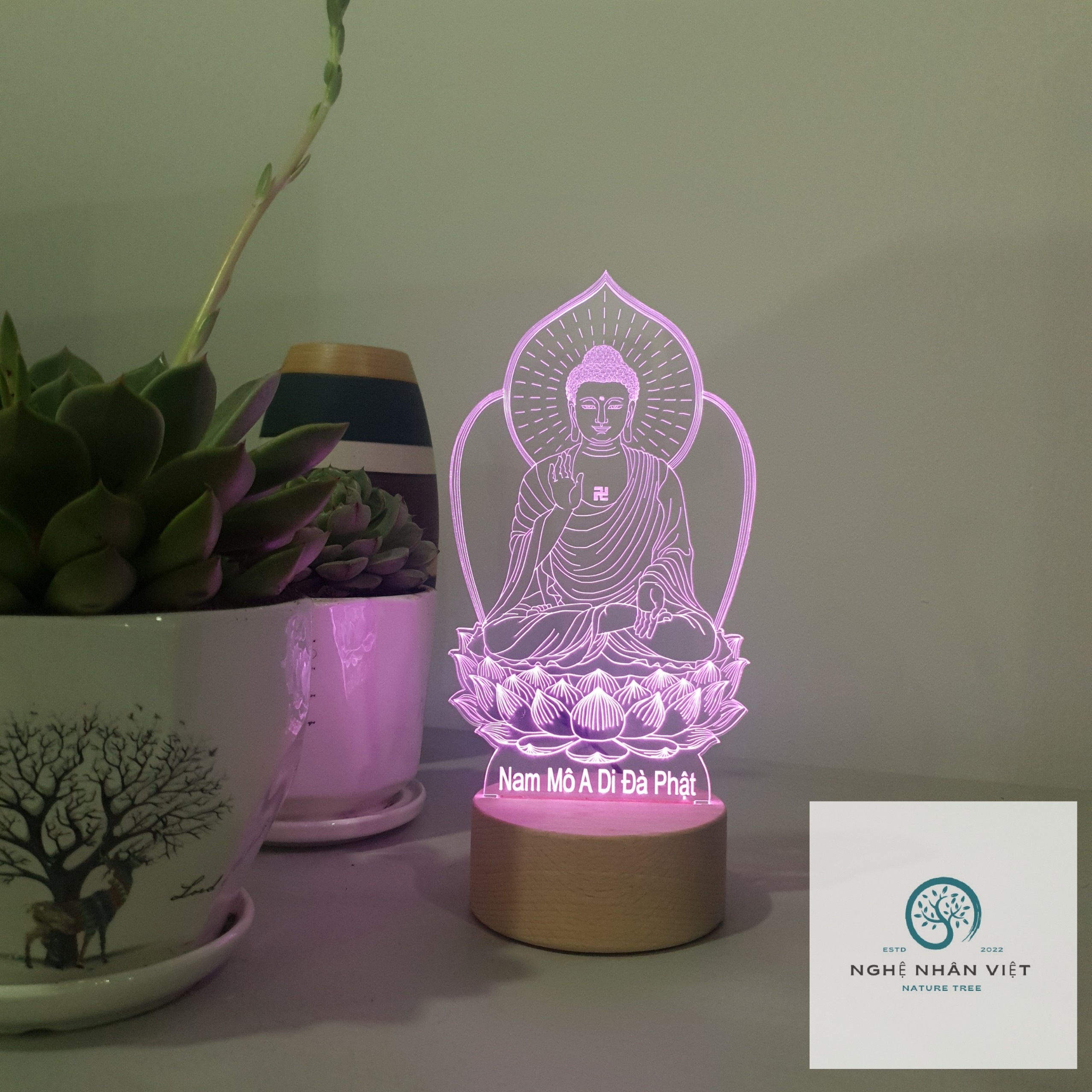 Đèn 3D Decor Phật A Di Đà
