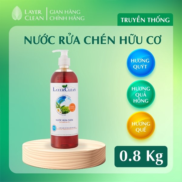 Nước rửa chén bát hữu cơ Layer clean 800ml – Hương Quế