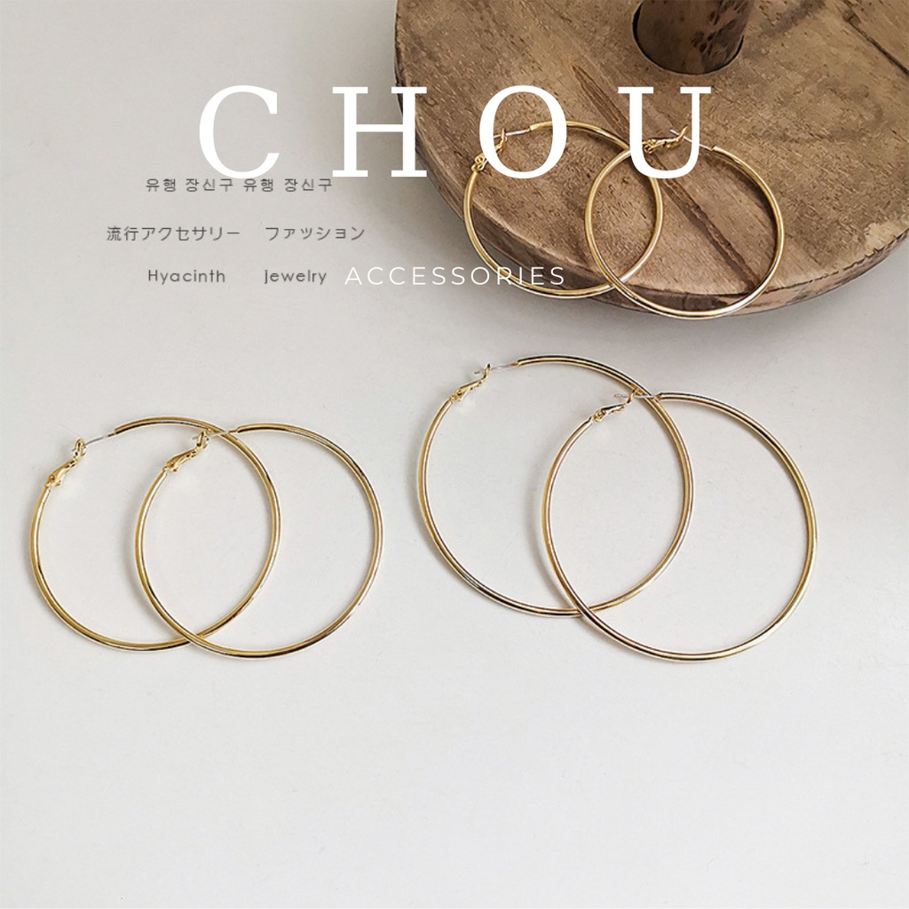 Bông Tai Tròn 5cm 6cm | CHOU ACCESSORIES |