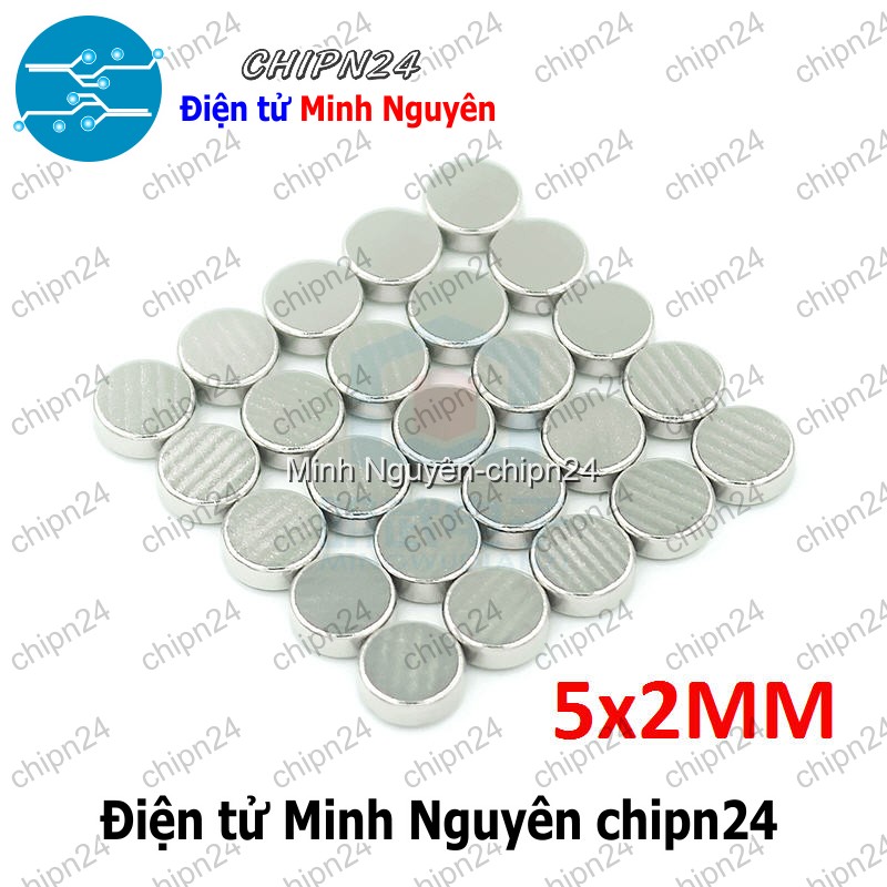 [5 viên] (K173) Nam châm Tròn phi 5mm dày 2mm - HH005953