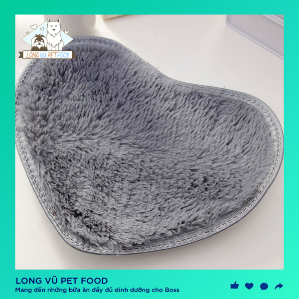 Thảm ngủ cho chó mèo lót lông hình trái tim 30x40cm - Đệm ngủ cho chó mèo - Long Vũ Pet Food