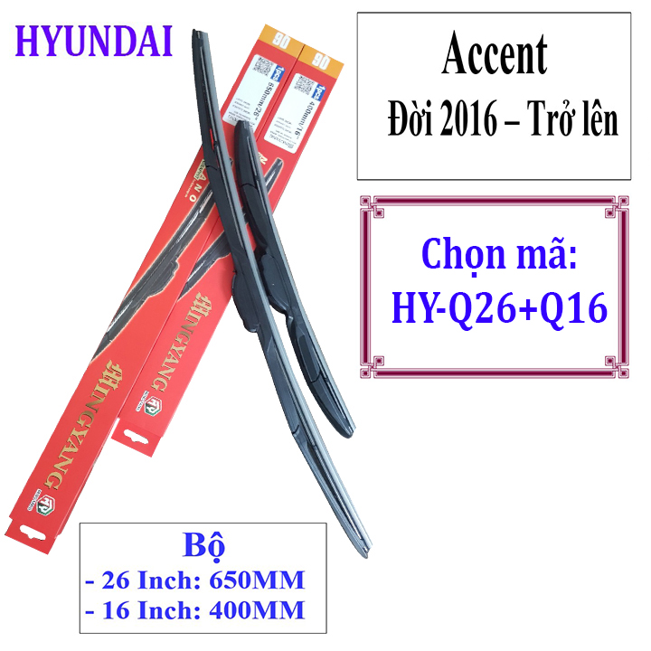 Bộ 2 thanh gạt nước mưa ô tô đa năng Nano cao cấp dành cho hãng xe Hyundai: Getz-Accent-Avente-Elantra-i10-i20-i30-santafe-Sonata-Tucson-Starex-Verna