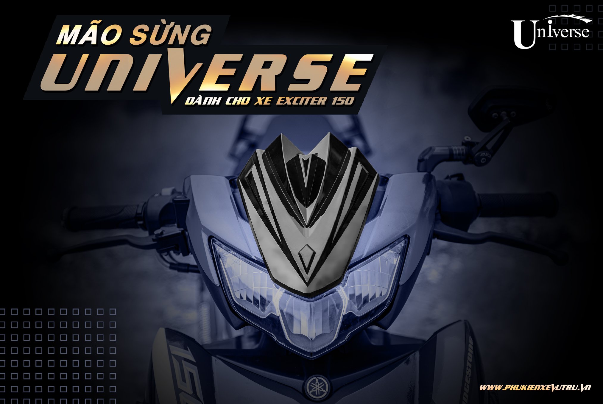 [ĐỘ XE EXCITER] Mão xe máy, kính chắn gió đầu xe máy gắn xe EXCITER 150 ĐỜI 2019, trang trí xe BAO CHẤT BAO NGẦU, lắp ráp dễ dàng (màu ĐEN)