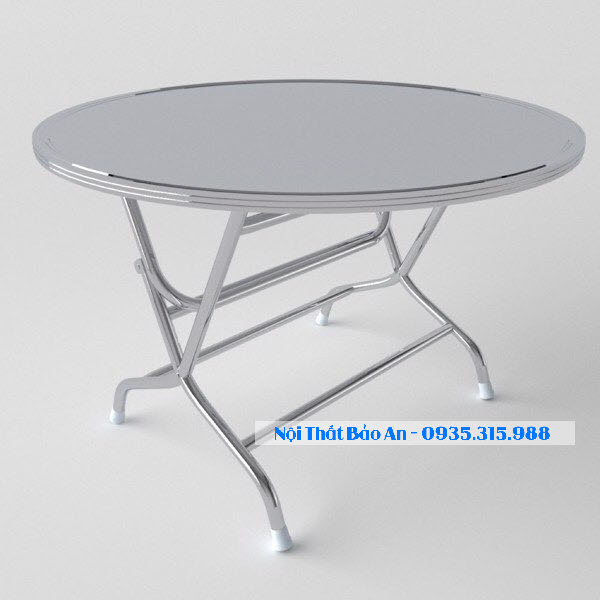 Bàn tròn inox 304 rộng 1m2 chân cao Bảo An chống gỉ , hàng loại 1 bao chất lượng, miễn phí vận chuyển