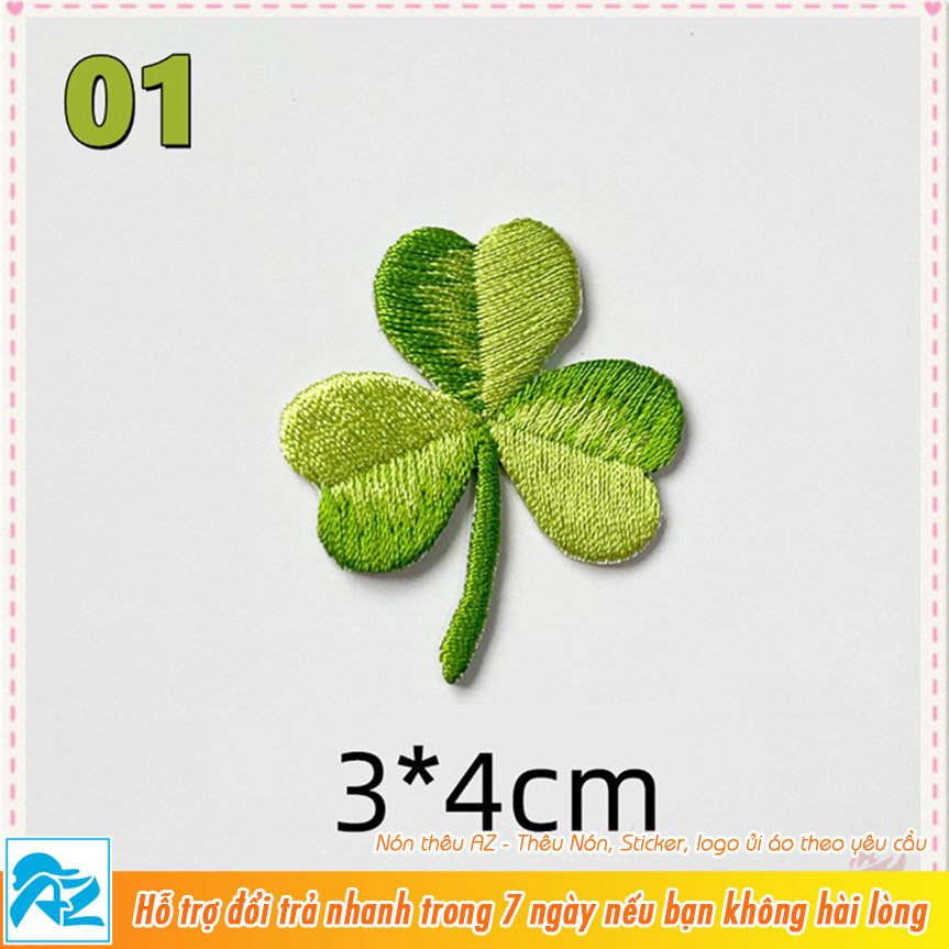 Miếng ủi thêu hình cỏ 4 lá may mắn - Patch vải S505