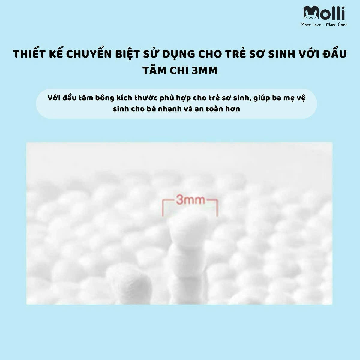Tăm bông đa năng thân giấy Molli cho bé (Hộp 200/ 400 que)